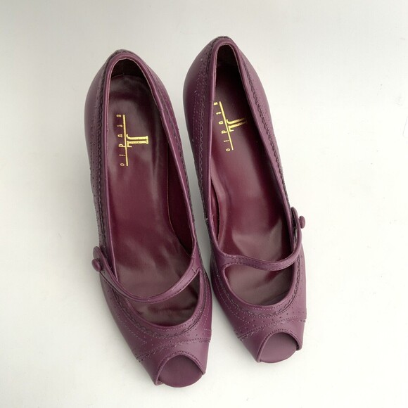 JL Studio Peep Toe Mary Jane Heels Maroon 7.5 - Picture 11 of 12